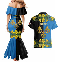 Personalized Monmouthshire Wales Couples Matching Mermaid Dress and Hawaiian Shirt Sir Fynwy Flag With Welsh Daffodil - Wonder Print Shop