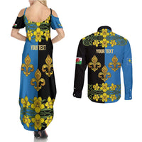 Personalized Monmouthshire Wales Couples Matching Summer Maxi Dress and Long Sleeve Button Shirt Sir Fynwy Flag With Welsh Daffodil - Wonder Print Shop