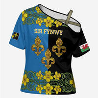 Personalized Monmouthshire Wales Cross Shoulder Shirt Sir Fynwy Flag With Welsh Daffodil - Wonder Print Shop
