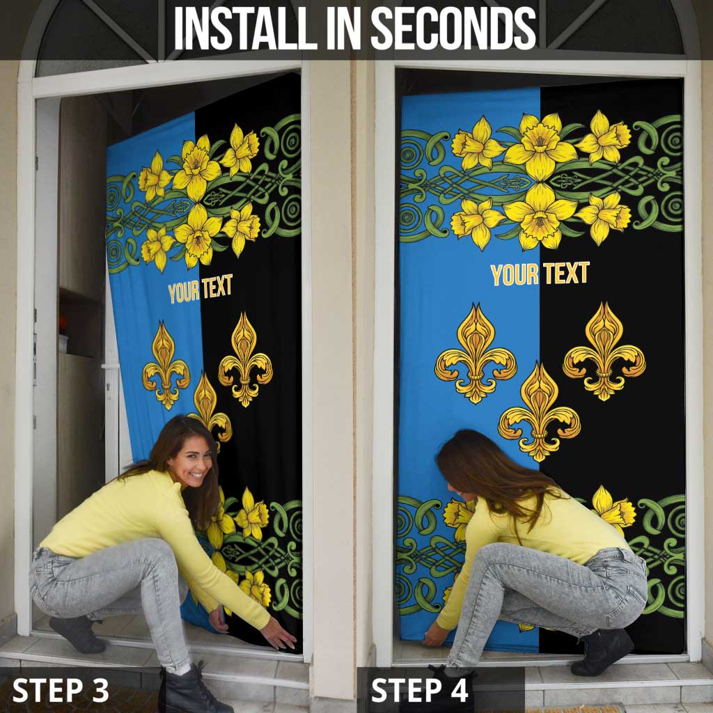 Personalized Monmouthshire Wales Door Cover Sir Fynwy Flag With Welsh Daffodil - Wonder Print Shop