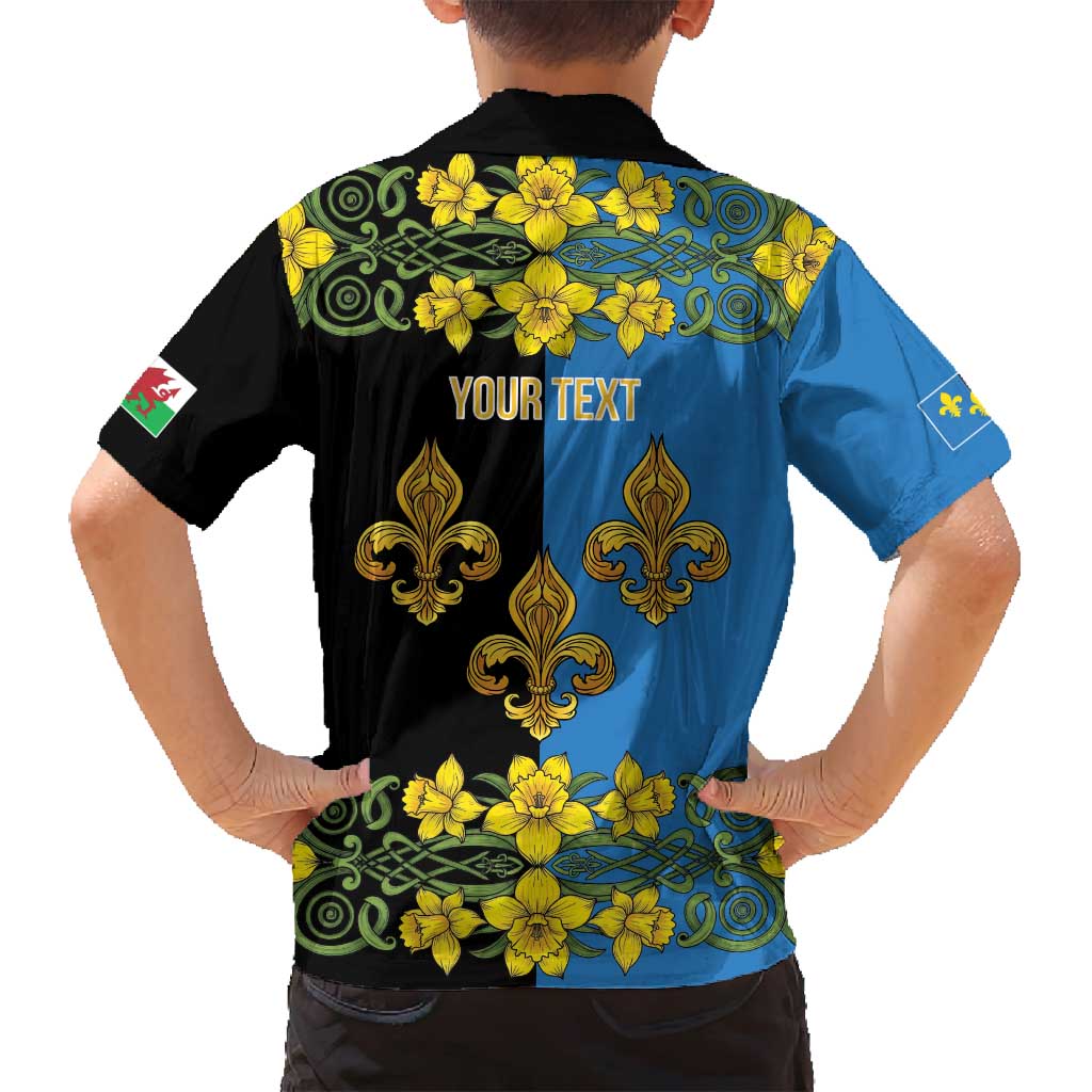 Personalized Monmouthshire Wales Family Matching Long Sleeve Bodycon Dress and Hawaiian Shirt Sir Fynwy Flag With Welsh Daffodil - Wonder Print Shop