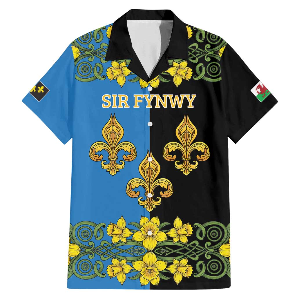 Personalized Monmouthshire Wales Family Matching Mermaid Dress and Hawaiian Shirt Sir Fynwy Flag With Welsh Daffodil - Wonder Print Shop