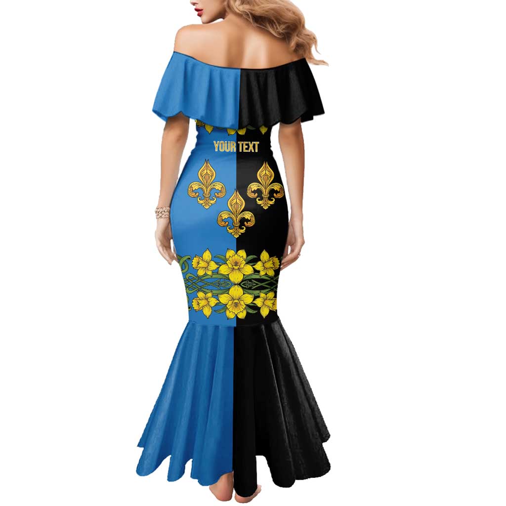 Personalized Monmouthshire Wales Family Matching Mermaid Dress and Hawaiian Shirt Sir Fynwy Flag With Welsh Daffodil - Wonder Print Shop