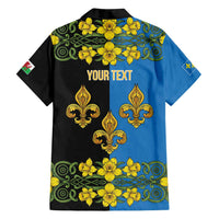 Personalized Monmouthshire Wales Family Matching Off Shoulder Maxi Dress and Hawaiian Shirt Sir Fynwy Flag With Welsh Daffodil - Wonder Print Shop