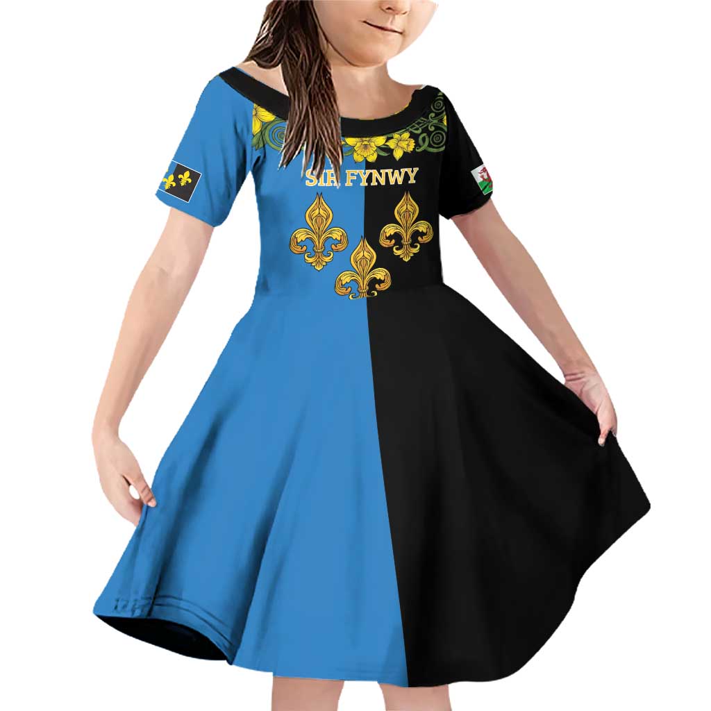 Personalized Monmouthshire Wales Family Matching Off Shoulder Short Dress and Hawaiian Shirt Sir Fynwy Flag With Welsh Daffodil - Wonder Print Shop