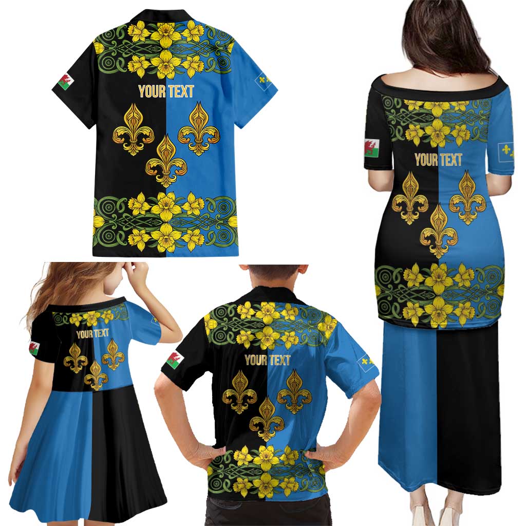 Personalized Monmouthshire Wales Family Matching Puletasi and Hawaiian Shirt Sir Fynwy Flag With Welsh Daffodil - Wonder Print Shop