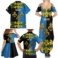 Personalized Monmouthshire Wales Family Matching Summer Maxi Dress and Hawaiian Shirt Sir Fynwy Flag With Welsh Daffodil - Wonder Print Shop