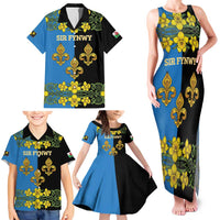 Personalized Monmouthshire Wales Family Matching Tank Maxi Dress and Hawaiian Shirt Sir Fynwy Flag With Welsh Daffodil - Wonder Print Shop