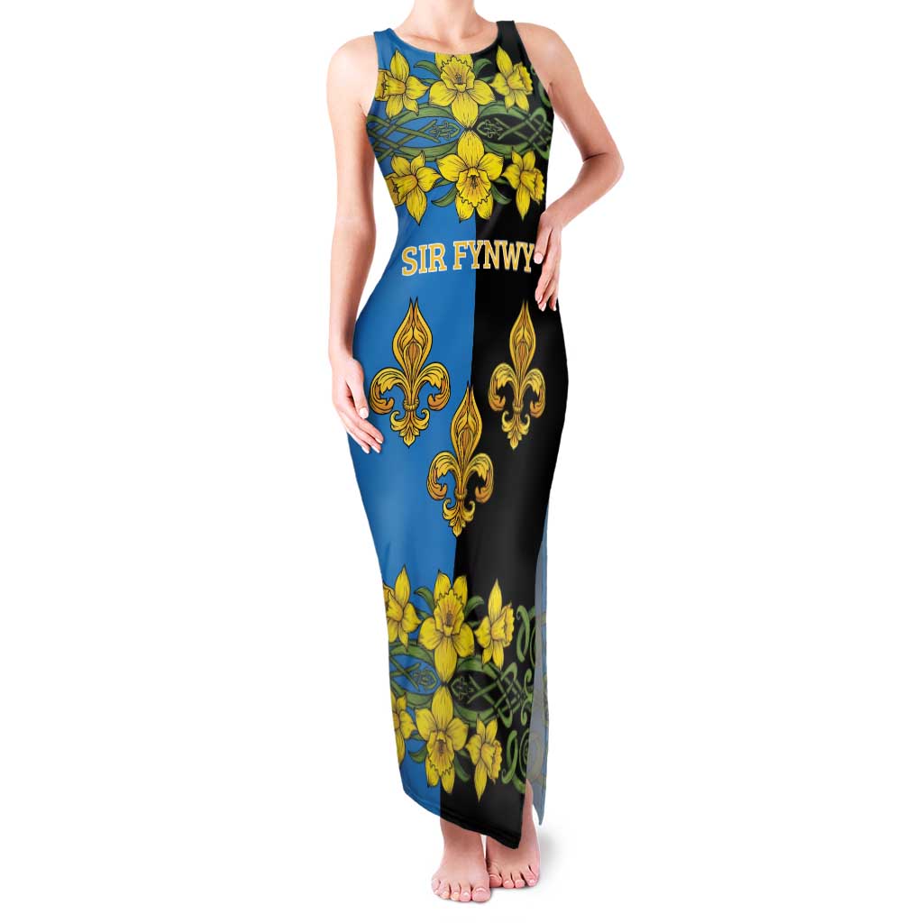 Personalized Monmouthshire Wales Family Matching Tank Maxi Dress and Hawaiian Shirt Sir Fynwy Flag With Welsh Daffodil - Wonder Print Shop