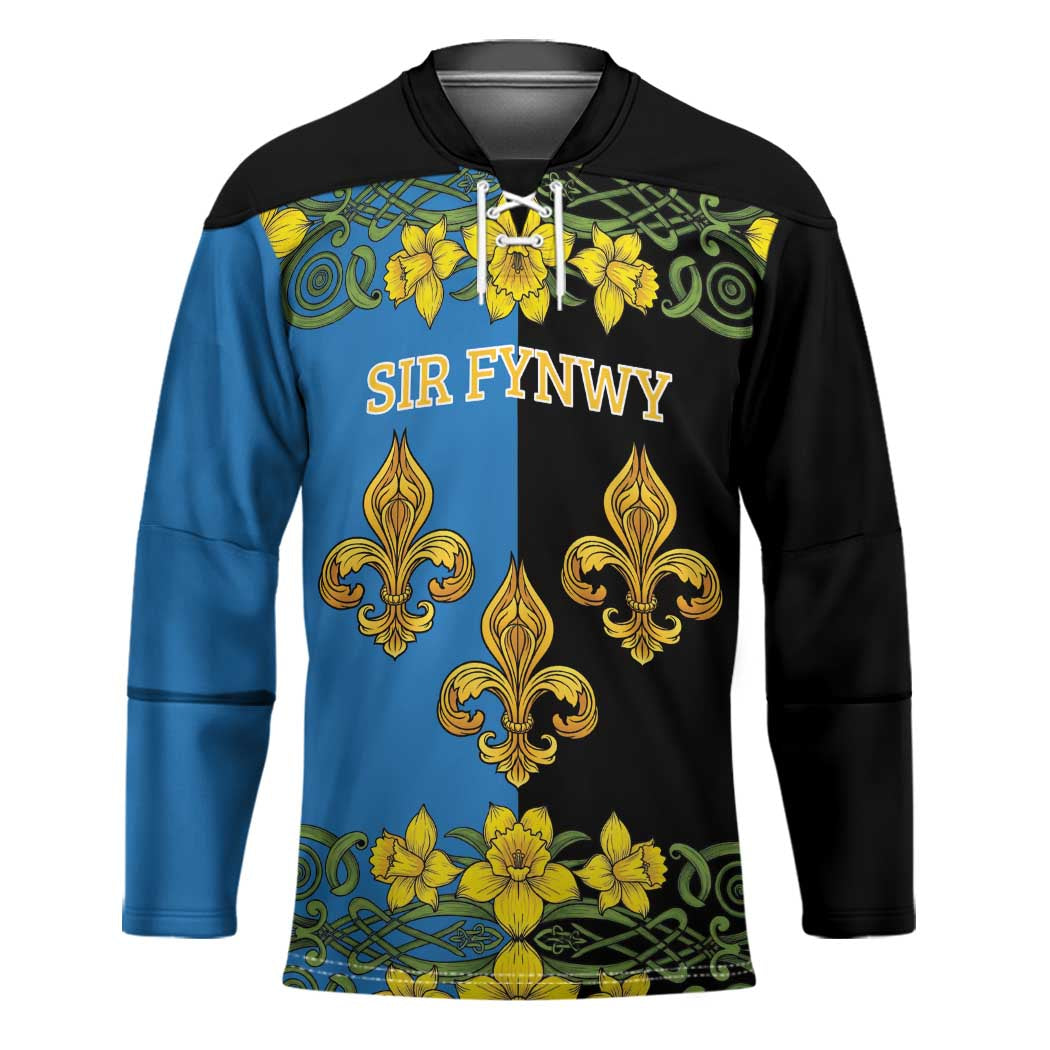 Personalized Monmouthshire Wales Hockey Jersey Sir Fynwy Flag With Welsh Daffodil - Wonder Print Shop