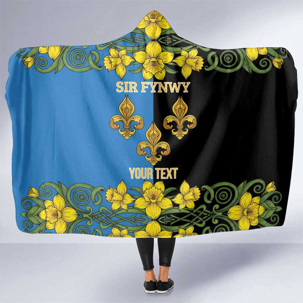 Personalized Monmouthshire Wales Hooded Blanket Sir Fynwy Flag With Welsh Daffodil - Wonder Print Shop