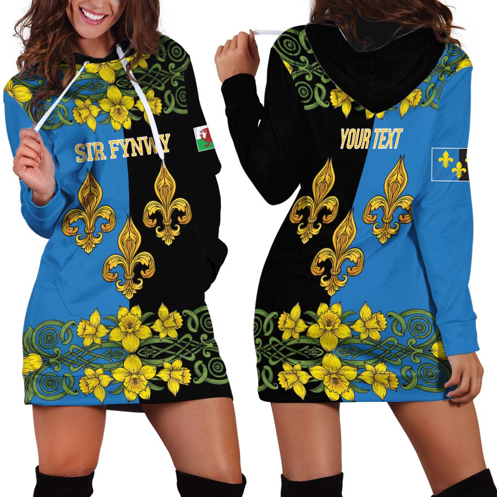 Personalized Monmouthshire Wales Hoodie Dress Sir Fynwy Flag With Welsh Daffodil - Wonder Print Shop