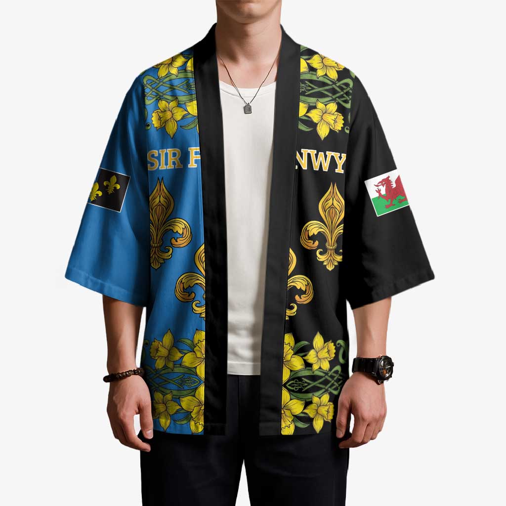 Personalized Monmouthshire Wales Kimono Sir Fynwy Flag With Welsh Daffodil - Wonder Print Shop