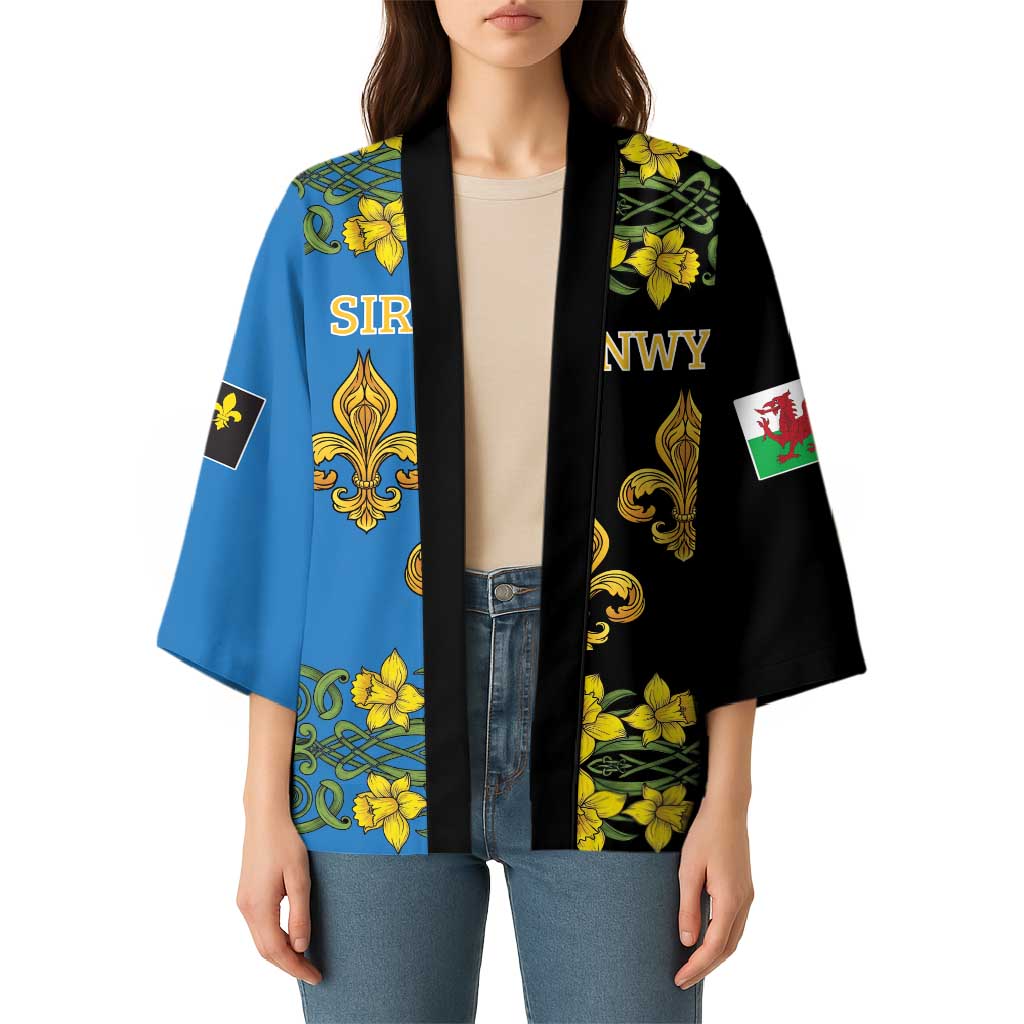 Personalized Monmouthshire Wales Kimono Sir Fynwy Flag With Welsh Daffodil - Wonder Print Shop