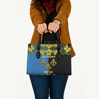 Personalized Monmouthshire Wales Leather Bag Sir Fynwy Flag With Welsh Daffodil - Wonder Print Shop