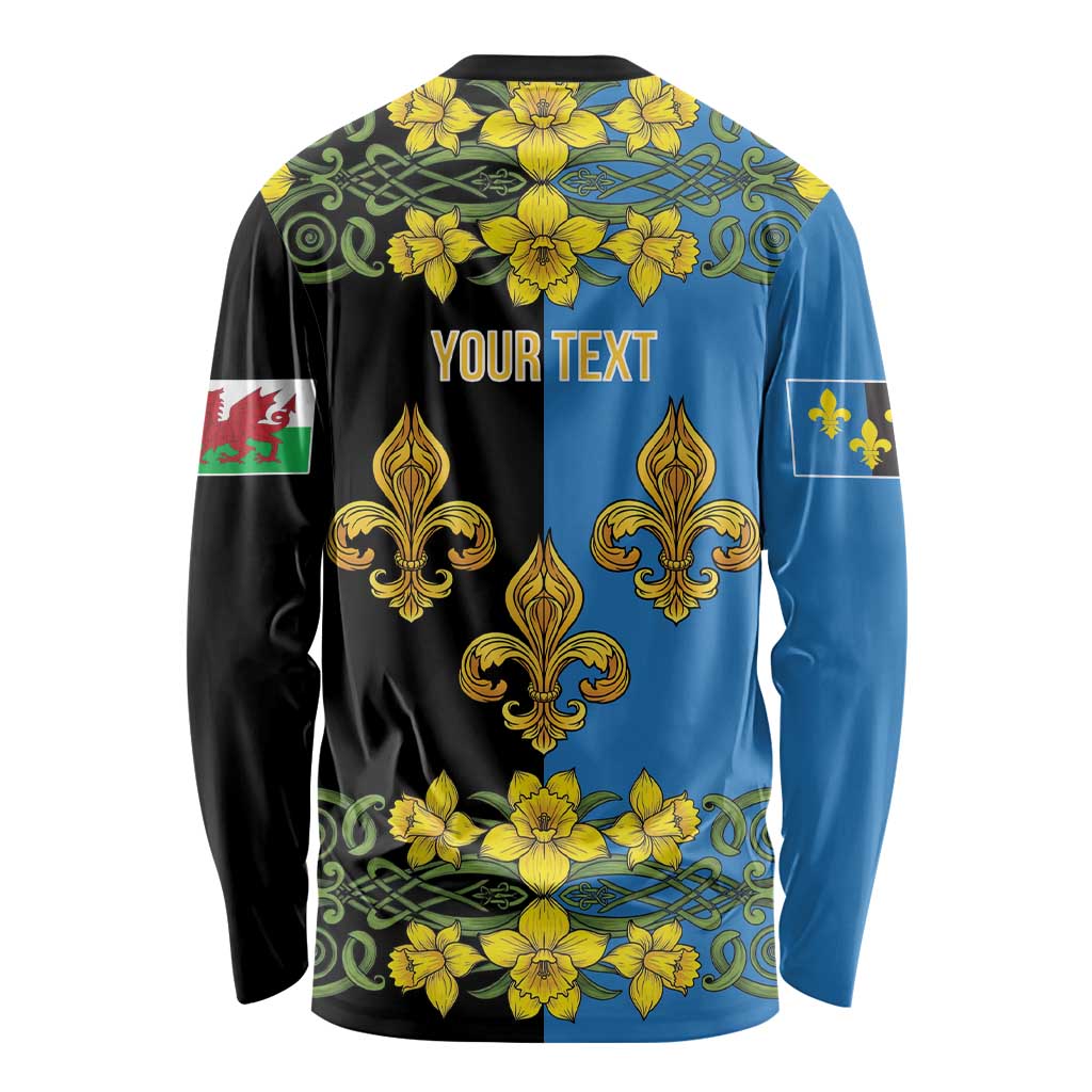 Personalized Monmouthshire Wales Long Sleeve Shirt Sir Fynwy Flag With Welsh Daffodil - Wonder Print Shop