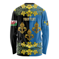 Personalized Monmouthshire Wales Long Sleeve Shirt Sir Fynwy Flag With Welsh Daffodil - Wonder Print Shop