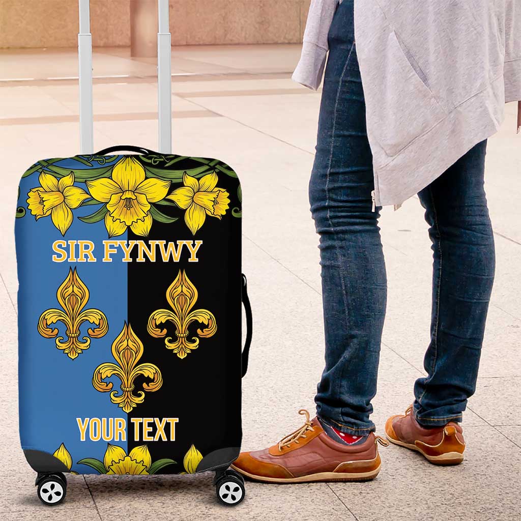 Personalized Monmouthshire Wales Luggage Cover Sir Fynwy Flag With Welsh Daffodil - Wonder Print Shop