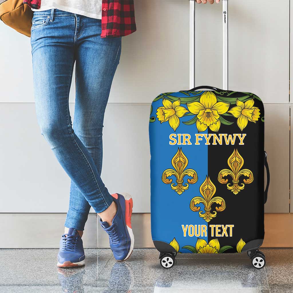 Personalized Monmouthshire Wales Luggage Cover Sir Fynwy Flag With Welsh Daffodil - Wonder Print Shop