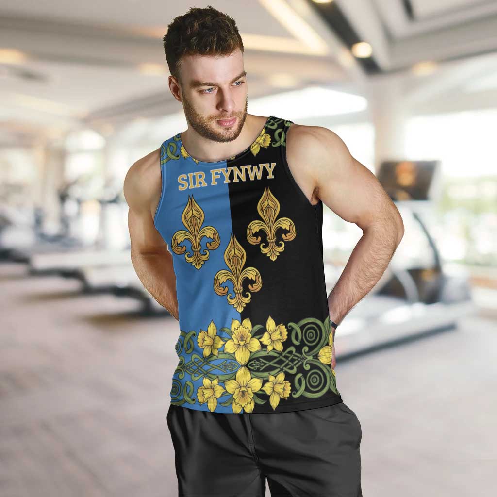 Personalized Monmouthshire Wales Men Tank Top Sir Fynwy Flag With Welsh Daffodil - Wonder Print Shop
