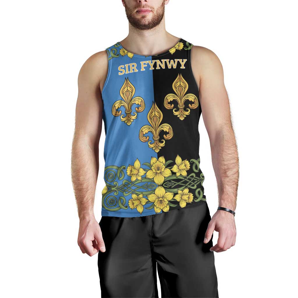 Personalized Monmouthshire Wales Men Tank Top Sir Fynwy Flag With Welsh Daffodil - Wonder Print Shop