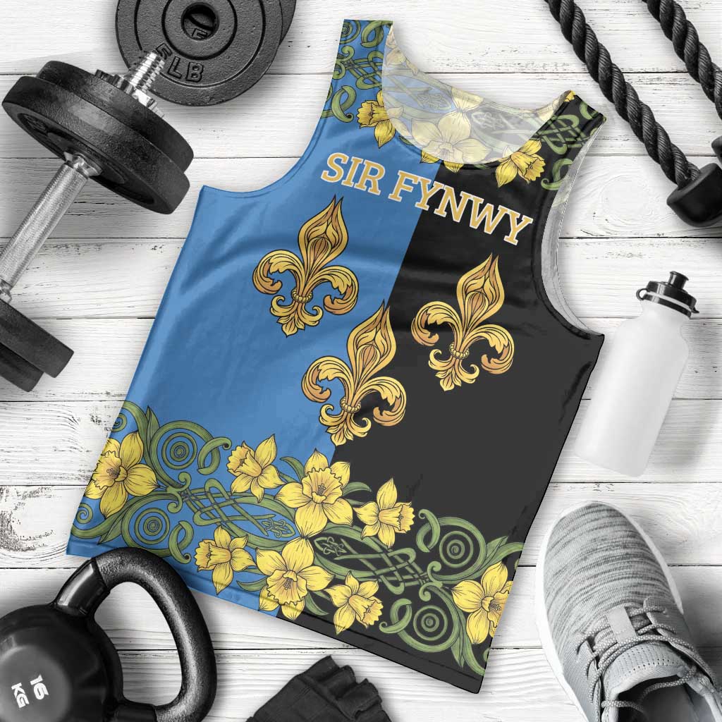 Personalized Monmouthshire Wales Men Tank Top Sir Fynwy Flag With Welsh Daffodil - Wonder Print Shop