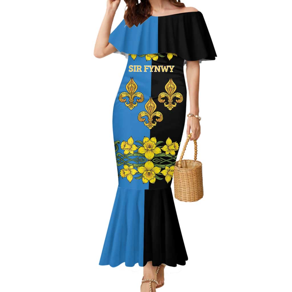 Personalized Monmouthshire Wales Mermaid Dress Sir Fynwy Flag With Welsh Daffodil - Wonder Print Shop
