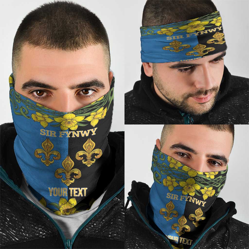 Personalized Monmouthshire Wales Neck Gaiter Sir Fynwy Flag With Welsh Daffodil - Wonder Print Shop