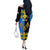 Personalized Monmouthshire Wales Off The Shoulder Long Sleeve Dress Sir Fynwy Flag With Welsh Daffodil - Wonder Print Shop