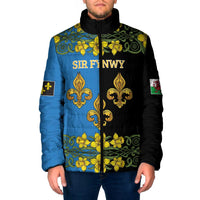 Personalized Monmouthshire Wales Padded Jacket Sir Fynwy Flag With Welsh Daffodil - Wonder Print Shop