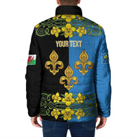 Personalized Monmouthshire Wales Padded Jacket Sir Fynwy Flag With Welsh Daffodil - Wonder Print Shop