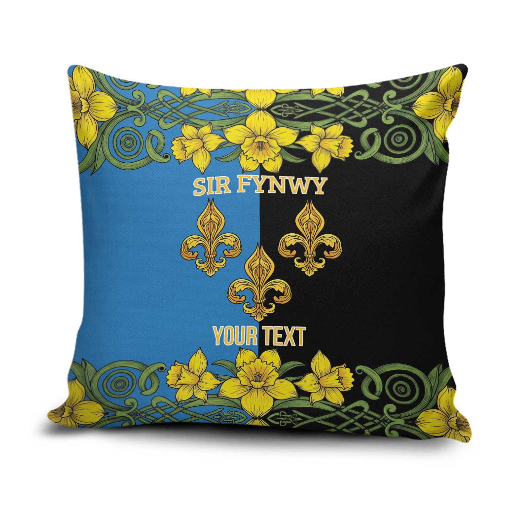 Personalized Monmouthshire Wales Pillow Cover Sir Fynwy Flag With Welsh Daffodil - Wonder Print Shop