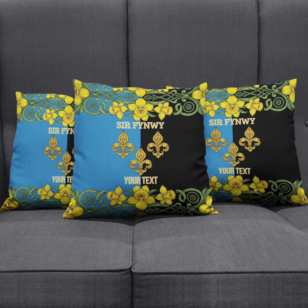 Personalized Monmouthshire Wales Pillow Cover Sir Fynwy Flag With Welsh Daffodil - Wonder Print Shop