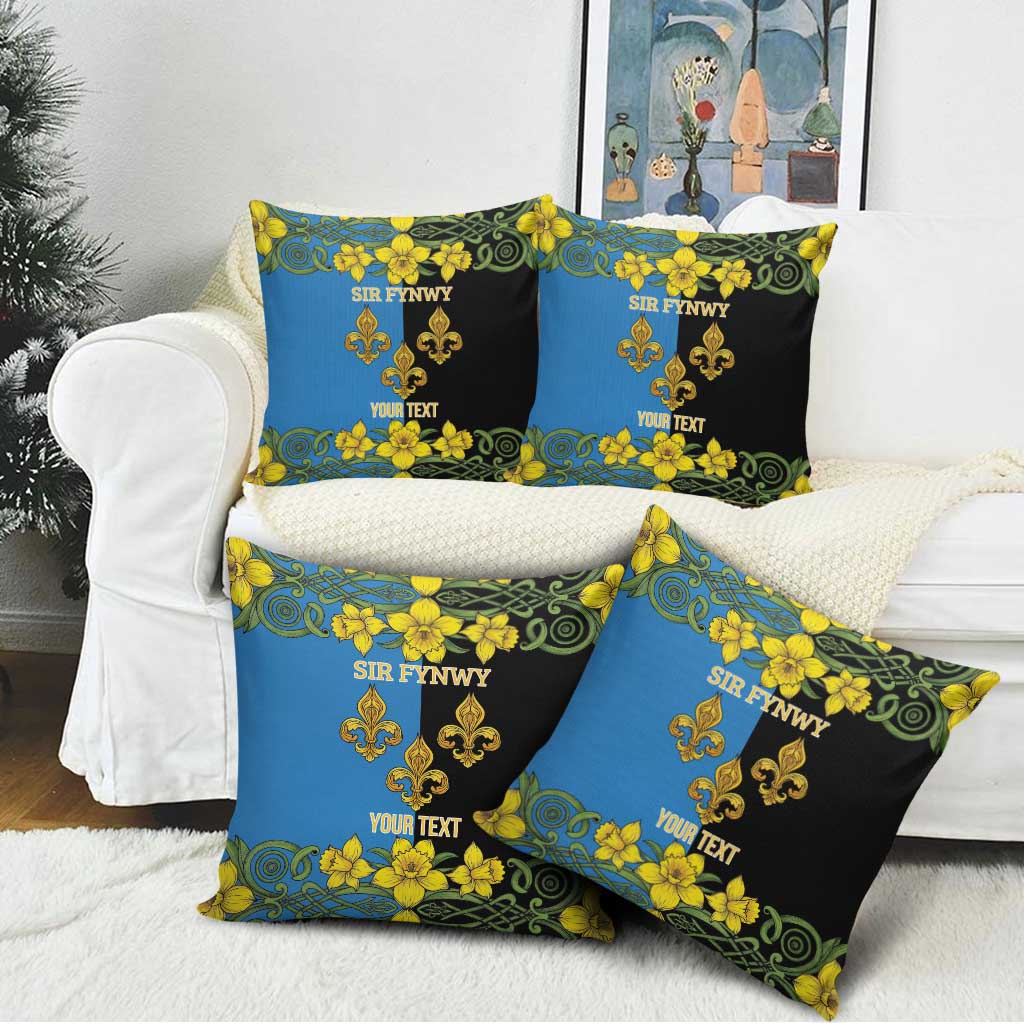Personalized Monmouthshire Wales Pillow Cover Sir Fynwy Flag With Welsh Daffodil - Wonder Print Shop
