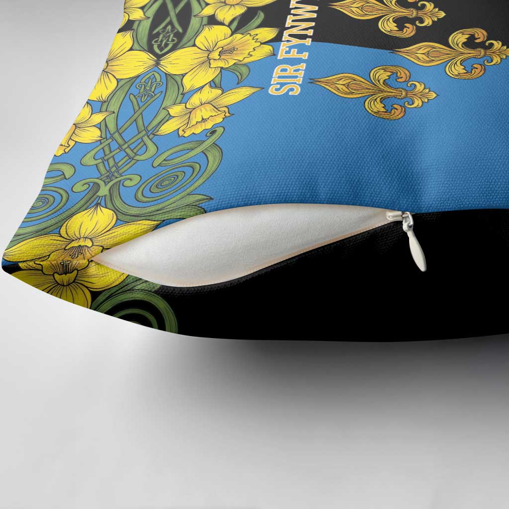 Personalized Monmouthshire Wales Pillow Cover Sir Fynwy Flag With Welsh Daffodil - Wonder Print Shop