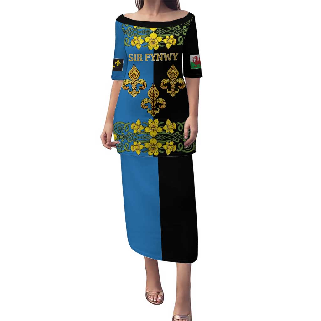 Personalized Monmouthshire Wales Puletasi Sir Fynwy Flag With Welsh Daffodil - Wonder Print Shop