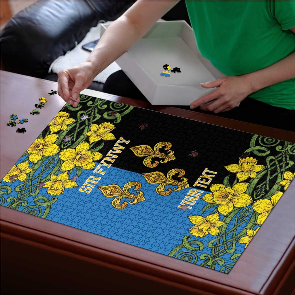 Personalized Monmouthshire Wales Puzzle Sir Fynwy Flag With Welsh Daffodil - Wonder Print Shop