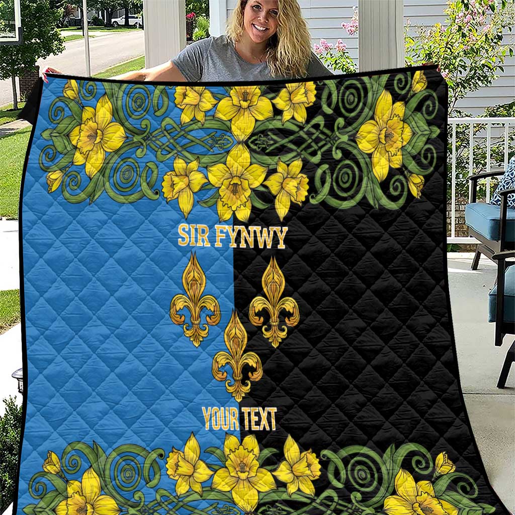 Personalized Monmouthshire Wales Quilt Sir Fynwy Flag With Welsh Daffodil - Wonder Print Shop