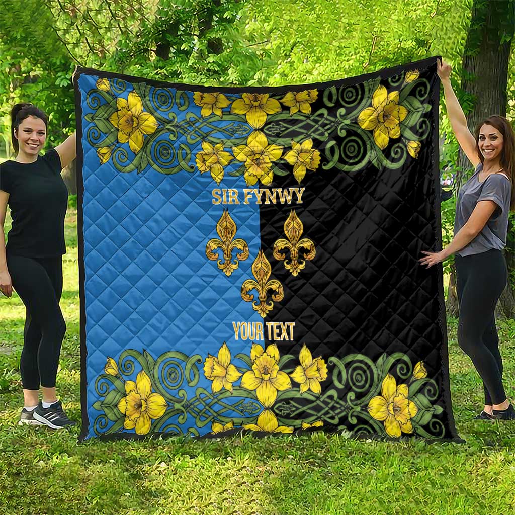 Personalized Monmouthshire Wales Quilt Sir Fynwy Flag With Welsh Daffodil - Wonder Print Shop