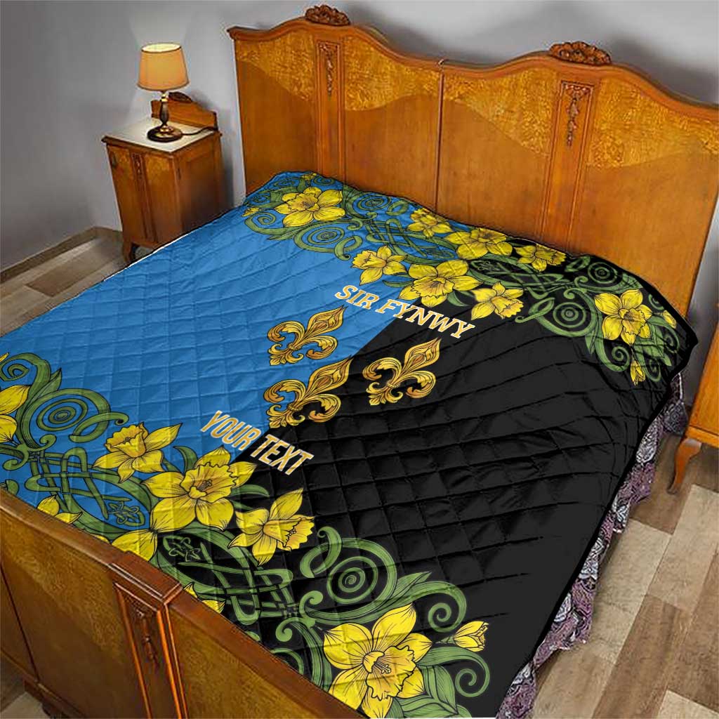 Personalized Monmouthshire Wales Quilt Sir Fynwy Flag With Welsh Daffodil - Wonder Print Shop