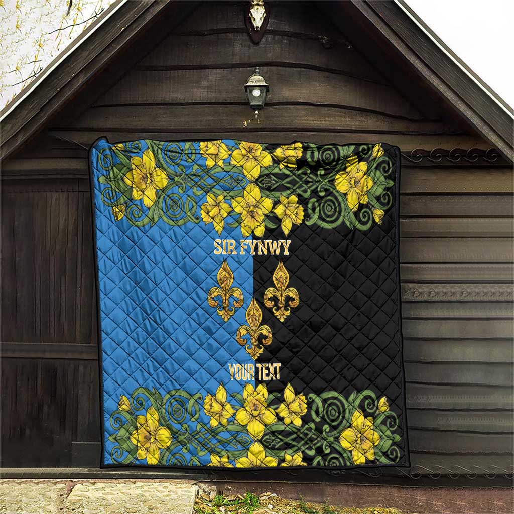 Personalized Monmouthshire Wales Quilt Sir Fynwy Flag With Welsh Daffodil - Wonder Print Shop