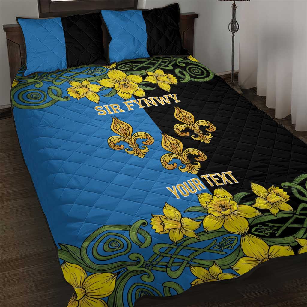 Personalized Monmouthshire Wales Quilt Bed Set Sir Fynwy Flag With Welsh Daffodil - Wonder Print Shop