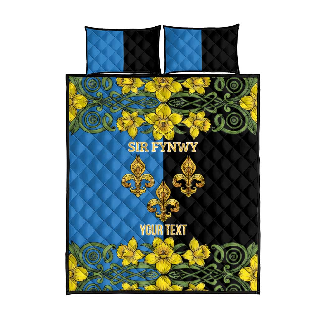 Personalized Monmouthshire Wales Quilt Bed Set Sir Fynwy Flag With Welsh Daffodil - Wonder Print Shop