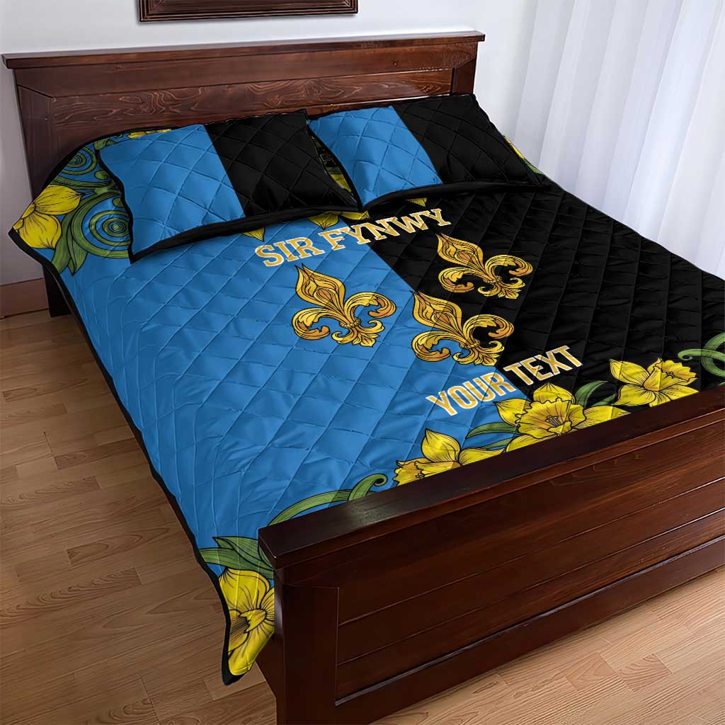 Personalized Monmouthshire Wales Quilt Bed Set Sir Fynwy Flag With Welsh Daffodil - Wonder Print Shop