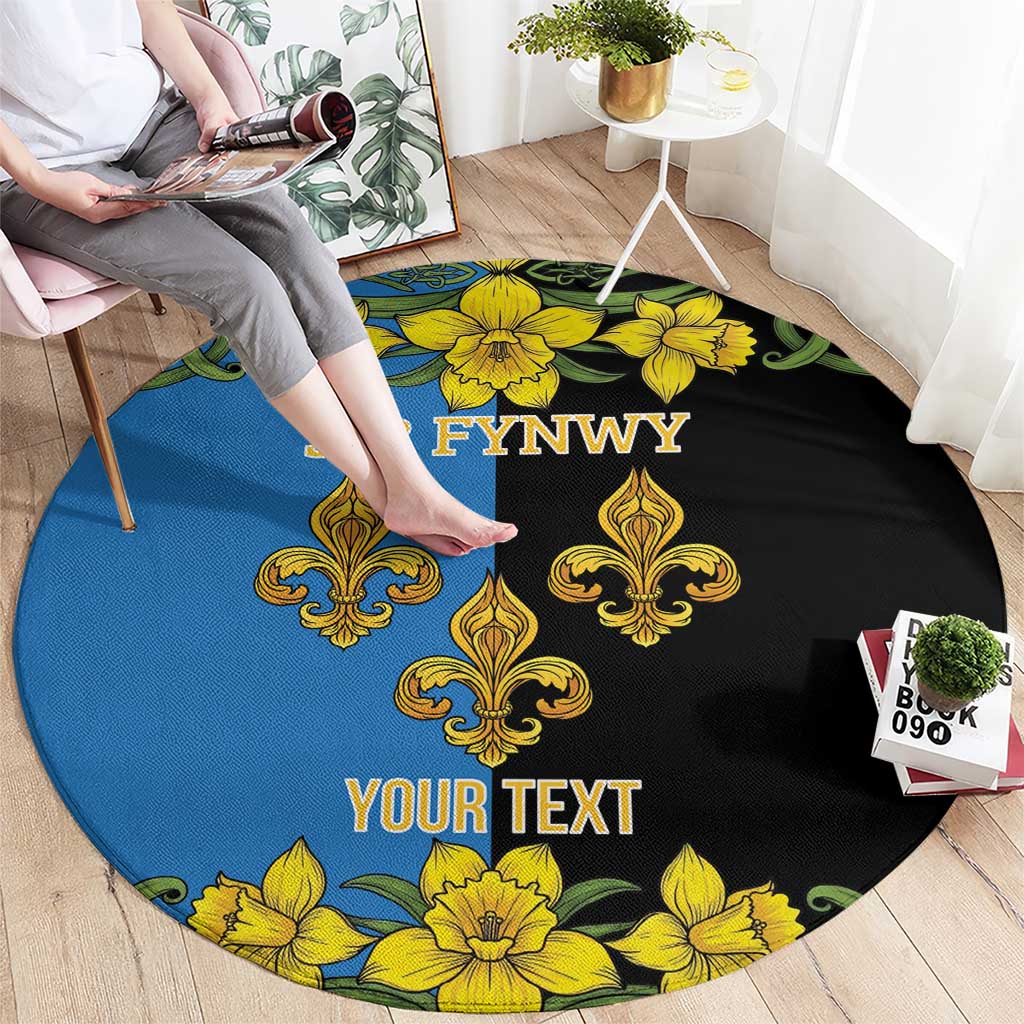 Personalized Monmouthshire Wales Round Carpet Sir Fynwy Flag With Welsh Daffodil - Wonder Print Shop