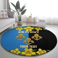 Personalized Monmouthshire Wales Round Carpet Sir Fynwy Flag With Welsh Daffodil - Wonder Print Shop
