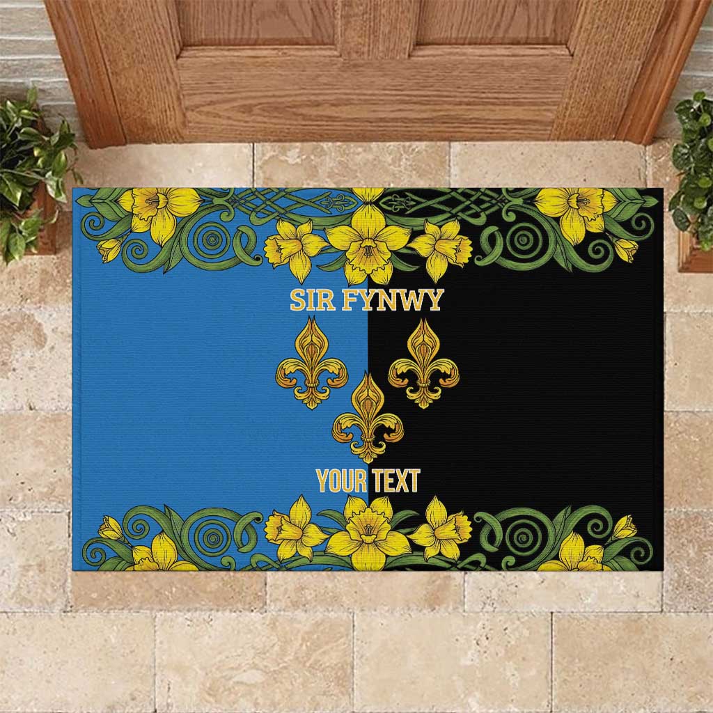 Personalized Monmouthshire Wales Rubber Doormat Sir Fynwy Flag With Welsh Daffodil - Wonder Print Shop