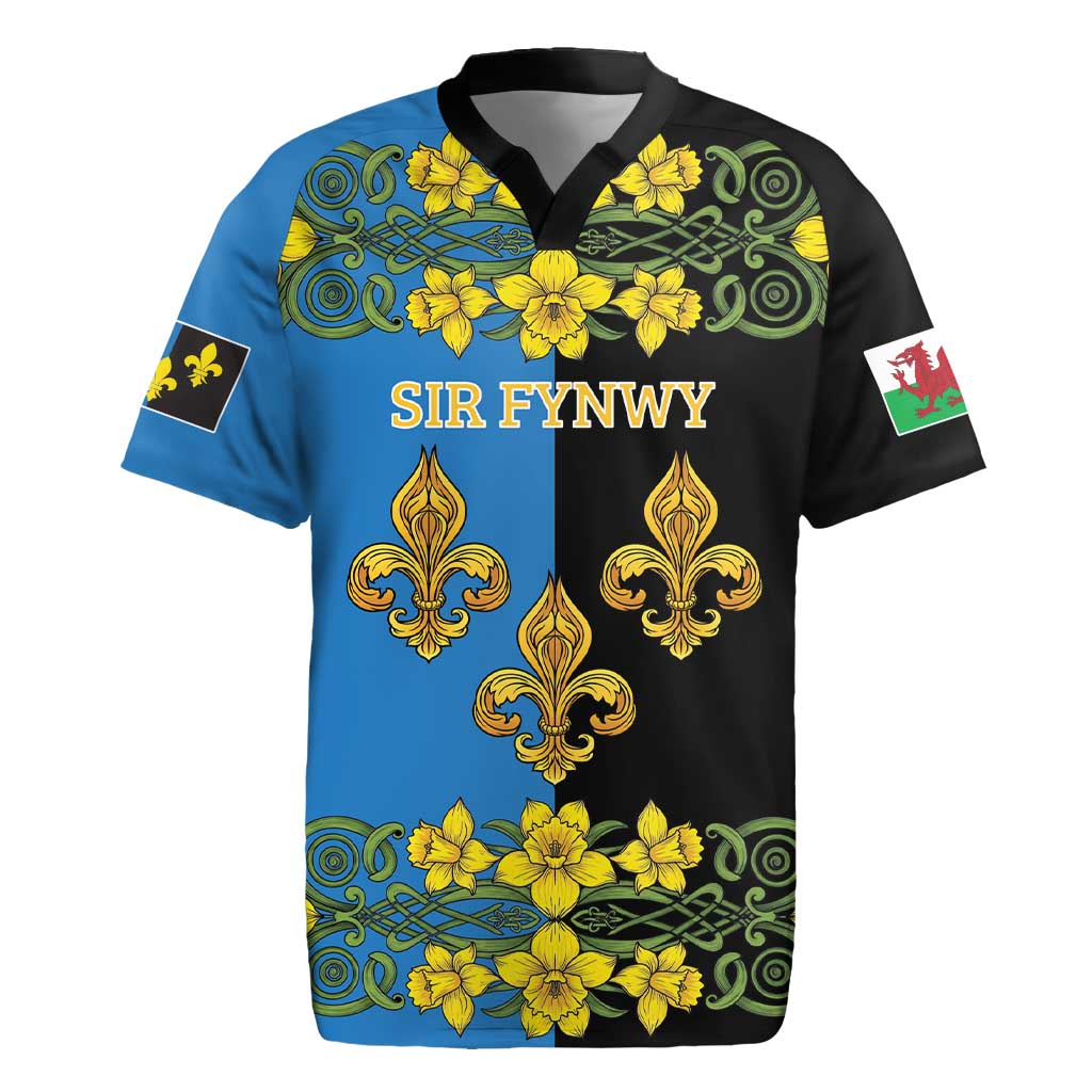 Personalized Monmouthshire Wales Rugby Jersey Sir Fynwy Flag With Welsh Daffodil - Wonder Print Shop