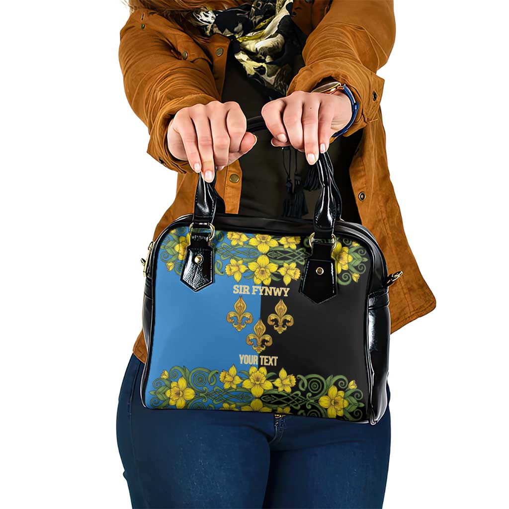 Personalized Monmouthshire Wales Shoulder Handbag Sir Fynwy Flag With Welsh Daffodil - Wonder Print Shop
