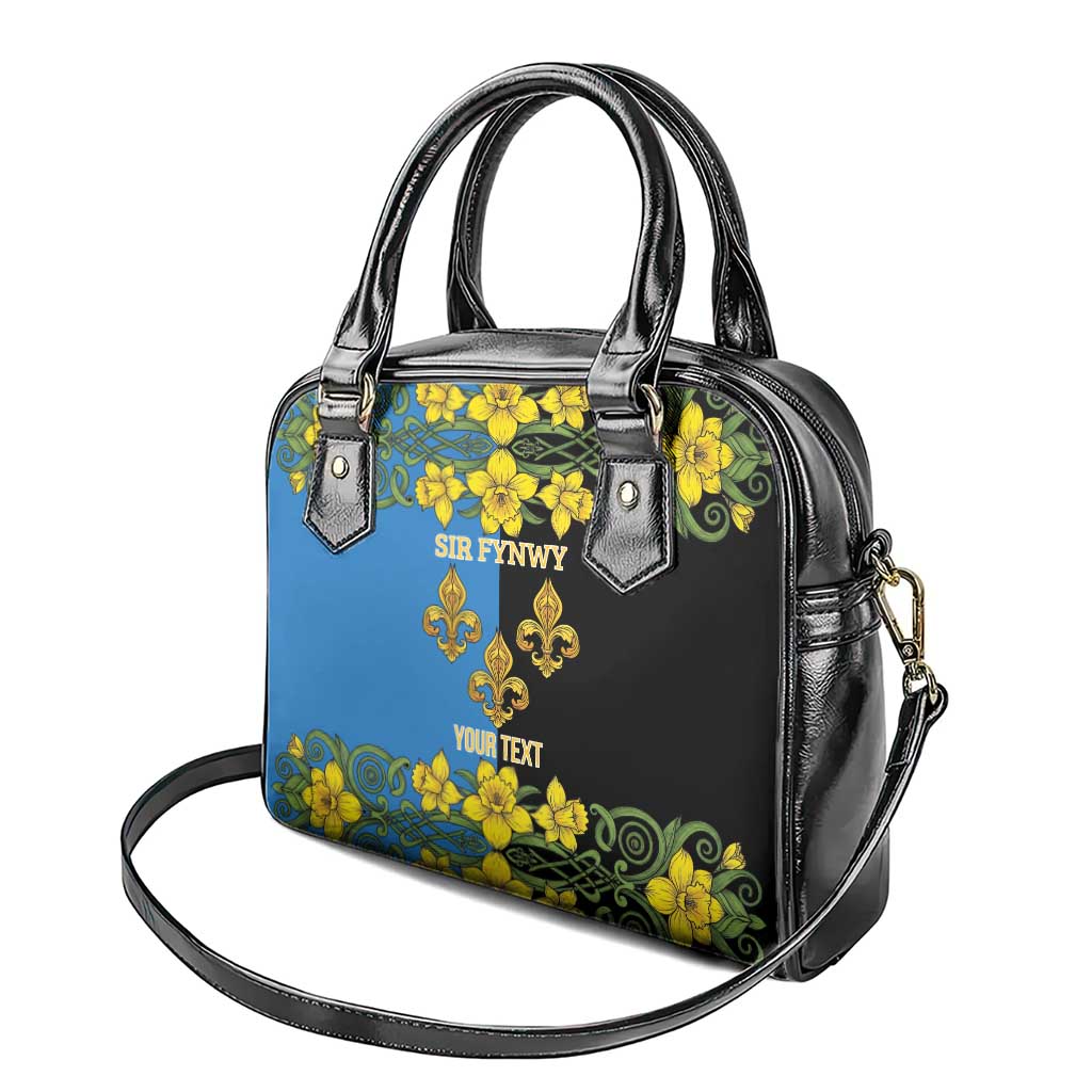 Personalized Monmouthshire Wales Shoulder Handbag Sir Fynwy Flag With Welsh Daffodil - Wonder Print Shop